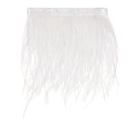 M METERXITY Ostrich Feather Trim Fringe, 1 Yards 4-6" Natural Fluffy Feather Trim for Crafting/DIY Sewing/Party Clothing/Wedding Dress Decoration/Dream Catcher [White]