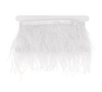 M METERXITY Ostrich Feather Trim Fringe, 2 Yards 3-4" Natural Fluffy Feather Trim for Crafting/DIY Sewing/Party Clothing/Wedding Dress Decoration/Dream Catcher [White]