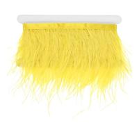 M METERXITY Ostrich Feather Trim Fringe, 2 Yards 3-4" Natural Fluffy Feather Trim for Crafting/DIY Sewing/Party Clothing/Wedding Dress Decoration/Dream Catcher [Yellow]
