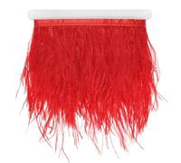 M METERXITY Ostrich Feather Trim Fringe, 2 Yards 4-6" Natural Fluffy Feather Trim for Crafting/DIY Sewing/Party Clothing/Wedding Dress Decoration/Dream Catcher [Red]