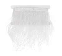 M METERXITY Ostrich Feather Trim Fringe, 2 Yards 4-6" Natural Fluffy Feather Trim for Crafting/DIY Sewing/Party Clothing/Wedding Dress Decoration/Dream Catcher [White]
