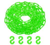 M METERXITY Plastic Barriers Chain, 24Ft Length Green Plastic Waterproof Safety Chain Link with S-Shaped Buckle for Crowd Control/Elevator/Parking/Driveway, Caution Barriers Link