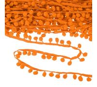 M METERXITY Pom Pom Ball Fringe Trim, 10 Yards 11mm Ball Fringe Trim Ribbon Sewing Accessory for Home Decoration/DIY Crafts/Curtain/Pillow [Orange]