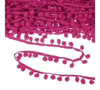 M METERXITY Pom Pom Ball Fringe Trim, 10 Yards 11mm Ball Fringe Trim Ribbon Sewing Accessory for Home Decoration/DIY Crafts/Curtain/Pillow [Rose Red]