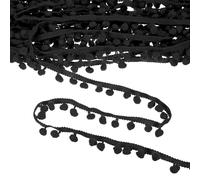 M METERXITY Pom Pom Ball Fringe Trim, 10 Yards 8mm Ball Fringe Trim Ribbon Sewing Accessory for Home Decoration/DIY Crafts/Curtain/Pillow [Black]