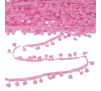 M METERXITY Pom Pom Ball Fringe Trim, 10 Yards 8mm Ball Fringe Trim Ribbon Sewing Accessory for Home Decoration/DIY Crafts/Curtain/Pillow [Dark Pink]
