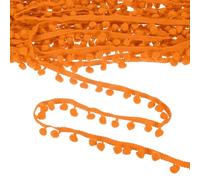 M METERXITY Pom Pom Ball Fringe Trim, 20 Yards 8mm Ball Fringe Trim Ribbon Sewing Accessory for Home Decoration/DIY Crafts/Curtain/Pillow [Orange]
