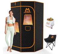 M METERXITY Portable Sauna for Home, Extra Large Sauna Box, Thickened 600D Thermal Sauna Tent, 3L 1500W Steamer, 9 Levels Heat, 60 Mins Timer, 300LBS Folding Chair, Remote Control