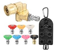 M METERXITY Pressure Washer Pivoting Coupler Kit, 180 Degree Gutter Cleaner Attachment with 5 Angles, Multi-Degrees 7 Power Spray Nozzle Tips with Holder, 1/4" Quick Connect, 2.5GPM for Gutter