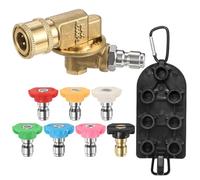 M METERXITY Pressure Washer Pivoting Coupler Kit, 240 Degree Gutter Cleaner Attachment with 7 Angles, Multi-Degrees 7 Power Spray Nozzle Tips with Holder, 1/4" Quick Connect, 3.5GPM for Gutter