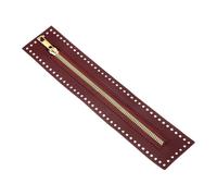 M METERXITY PU Leather Zipper, 10.6In Coil Frame Metal Close End Crochet Zippers with Holes for Sewing Handbag/DIY Purse/Clothing Making [Wine Red]
