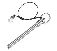 M METERXITY Push-Button Ball Locking Pin, 3/8" [9.5mm] Dia., 3-17/32"[90mm] Usage Length Ring Quick Release Lock Pins W Lanyard Cable for Speaker/Aviation/Gym/Machine [304 Stainless Steel]
