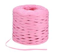 M METERXITY Raffia Yarn for Crochet, 219 Yards 5mm Raffia Paper Craft Ribbon Flat String for Gift Wrapping/DIY/Sun Hats Bags/Holiday Decor, Packing Paper Twine [Peach Pink]