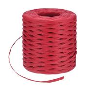 M METERXITY Raffia Yarn for Crochet, 219 Yards 5mm Raffia Paper Craft Ribbon Flat String for Gift Wrapping/DIY/Sun Hats Bags/Holiday Decor, Packing Paper Twine [Red]