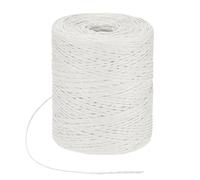 M METERXITY Raffia Yarn for Crochet, 328 Yards 1.5mm Raffia Paper Craft Ribbon Round String for Gift Wrapping/DIY/Sun Hats Bags/Holiday Decor, Packing Paper Twine [White]
