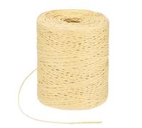 M METERXITY Raffia Yarn for Crochet, 328 Yards 1.5mm Raffia Paper Craft Ribbon Round String for Gift Wrapping/DIY/Sun Hats Bags/Holiday Decor, Packing Paper Twine [Khaki]
