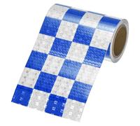 M METERXITY Reflective Tape, 4 Inch x 10 Feet Shining Star Square Blue & White Waterproof High Visibility Self-Adhesive Tape for Trailers/Trucks/Apparel, Outdoor Warning Signs