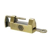 M METERXITY Retro Padlock - Boxes Padlock, Chinese Old Style & Zinc Alloy Brass Plated, Apply to DIY/Tackle Boxes/Drawer (30mm Body Wide, Brass Tone)