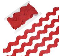 M METERXITY Rick Rack Trim, 5 Yard 30mm / 1.2 Inch Wave Bending Fringe Trimming Ribbon for Sewing/DIY Crafts/Clothes/Decoration, Polyester RIC Rac Trim [Red]
