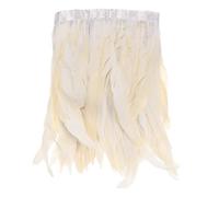 M METERXITY Rooster Feather Trim Fringe, 2 Yards 10-12" Natural Fluffy Feather Trim for Crafting/DIY Sewing/Party Clothing/Wedding Dress Decoration/Dream Catcher [White]