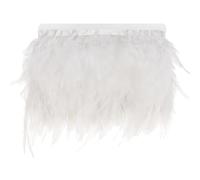 M METERXITY Rooster Feather Trim Fringe, 5 Yards 3-5" Natural Fluffy Feather Trim for Crafting/DIY Sewing/Party Clothing/Wedding Dress Decoration/Dream Catcher [White]