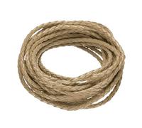 M METERXITY Round Braided Leather Cord, 5 Yards 4mm Four-Strand Faux Beading String Rope Bolo Tie 5 Meters Long for Jewelry Making/DIY Crafts, String Macrame Bracelet Thread [Beige]