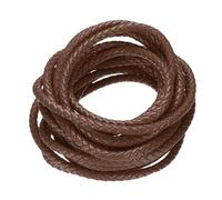 M METERXITY Round Braided Leather Cord, 5 Yards 7mm Six-Strand Faux Beading String Rope Bolo Tie 5 Meters Long for Jewelry Making/DIY Crafts, String Macrame Bracelet Thread [Brown]