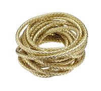 M METERXITY Round Braided Leather Cord, 5 Yards 7mm Six-Strand Faux Beading String Rope Bolo Tie 5 Meters Long for Jewelry Making/DIY Crafts, String Macrame Bracelet Thread [Gold]