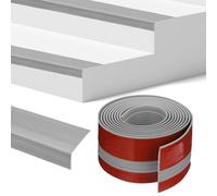M METERXITY Stair Edge Trim 10FT Vinyl Rubber Stair Nosing Non-Slip Self Adhesive Stair Edge Trim Strips Staircase Step Edge Protector for Indoor/Outdoor Stairs [Grey,0.98 Inch]