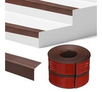 M METERXITY Stair Edge Trim 10FT Vinyl Rubber Stair Nosing Non-Slip Self Adhesive Stair Edge Trim Strips Staircase Step Edge Protector for Indoor/Outdoor Stairs [Brown,1.89 Inch]