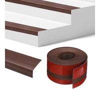 M METERXITY Stair Edge Trim 10FT Vinyl Rubber Stair Nosing Non-Slip Self Adhesive Stair Edge Trim Strips Staircase Step Edge Protector for Indoor/Outdoor Stairs [Brown,0.98 Inch]
