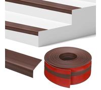 M METERXITY Stair Edge Trim 20FT Vinyl Rubber Stair Nosing Non-Slip Self Adhesive Stair Edge Trim Strips Staircase Step Edge Protector for Indoor/Outdoor Stairs [Brown,0.98 Inch]