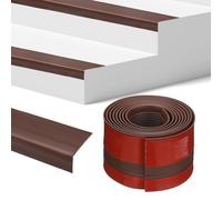 M METERXITY Stair Edge Trim 7FT Vinyl Rubber Stair Nosing Non-Slip Self Adhesive Stair Edge Trim Strips Staircase Step Edge Protector for Indoor/Outdoor Stairs [Brown,0.98 Inch]