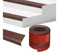 M METERXITY Stair Edge Trim 7FT Vinyl Rubber Stair Nosing Non-Slip Self Adhesive Stair Edge Trim Strips Staircase Step Edge Protector for Indoor/Outdoor Stairs [Brown,1.38 Inch]