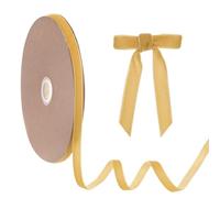 M METERXITY Thin Velvet Ribbon, 3/8'' 25 Yards Single Side Christmas Ribbon for Christmas Tree/Gift Wrapping/Flower Bouquet/Wreath Decorations/Bow Making/Handmade Crafts [Camel]