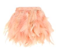 M METERXITY Turkey Feather Trim Fringe, 2 Yards 10-15 cm Natural Fluffy Feather Trim for Crafting/DIY Sewing/Party Clothing/Wedding Dress Decoration/Dream Catcher [Light Pink & Champagne]