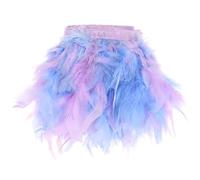 M METERXITY Turkey Feather Trim Fringe, 2 Yards 10-15 cm Natural Fluffy Feather Trim for Crafting/DIY Sewing/Party Clothing/Wedding Dress Decoration/Dream Catcher [Purple & Blue]