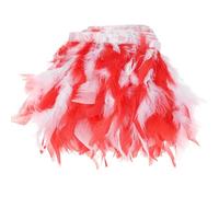 M METERXITY Turkey Feather Trim Fringe, 4 Yards 10-15 cm Natural Fluffy Feather Trim for Crafting/DIY Sewing/Party Clothing/Wedding Dress Decoration/Dream Catcher [Red & White]