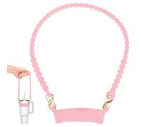M METERXITY Water Bottle Handle, 15.7 Inch Silicone Portable Water Bottle Sling Carrier, Holder with Straps for Stanley Cup/Most 8-40oz Cups Accessories [Pink]