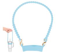 M METERXITY Water Bottle Handle, 15.7 Inch Silicone Portable Water Bottle Sling Carrier, Holder with Straps for Stanley Cup/Most 8-40oz Cups Accessories [Blue]