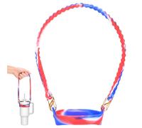 M METERXITY Water Bottle Handle, 15.7 Inch Silicone Portable Water Bottle Sling Carrier, Holder with Straps for Stanley Cup/Most 8-40oz Cups Accessories [Red Blue]