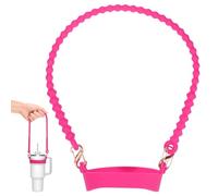 M METERXITY Water Bottle Handle, 15.7 Inch Silicone Portable Water Bottle Sling Carrier, Holder with Straps for Stanley Cup/Most 8-40oz Cups Accessories [Dark Pink]