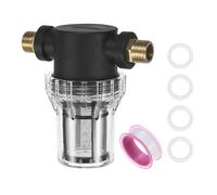 M METERXITY Water Pump Strainer with 2Pcs Brass Connector, 1/2 Inch Pipeline Filter for Garden Hose Outdoor RV Water Tank Pressure Washer Inlet (80 Mesh)[Black]