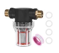 M METERXITY Water Pump Strainer with 2Pcs Brass Connector, 3/4 Inch Pipeline Filter for Garden Hose Outdoor RV Water Tank Pressure Washer Inlet (200 Mesh)[Black]