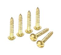 M METERXITY Wood Screws (M2 x 10mm, Brass) 60 Pcs - Slotted Round Head Self-Tapping Screw Apply to Woodworking/Furniture/Appliances Repair/Industry/Gardening