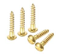 M METERXITY Wood Screws (M3.5 x 20mm, Brass) 30 Pcs - Slotted Round Head Self-Tapping Screw Apply to Woodworking/Furniture/Appliances Repair/Industry/Gardening