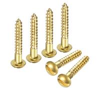M METERXITY Wood Screws (M4 x 25mm, Brass) 60 Pcs - Slotted Round Head Self-Tapping Screw Apply to Woodworking/Furniture/Appliances Repair/Industry/Gardening
