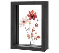 M METERXITY Wooden Pressed Flower Frame, 3.5 x 5 Inch Double Acrylic Floating Picture Frame for Dried Flowers/Tabletop/DIY/Handicrafts [Black]