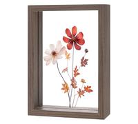 M METERXITY Wooden Pressed Flower Frame, 4 x 6 Inch Double Acrylic Floating Picture Frame for Dried Flowers/Tabletop/DIY/Handicrafts [Walnut Color]