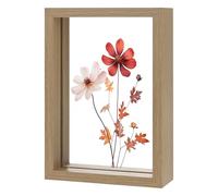 M METERXITY Wooden Pressed Flower Frame, 4 x 6 Inch Double Acrylic Floating Picture Frame for Dried Flowers/Tabletop/DIY/Handicrafts [Wood Color]